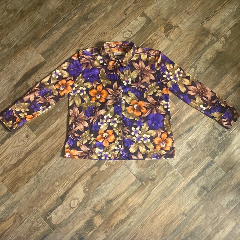 JAMAICA BAY Discover Paradise tropical long sleeve blouse